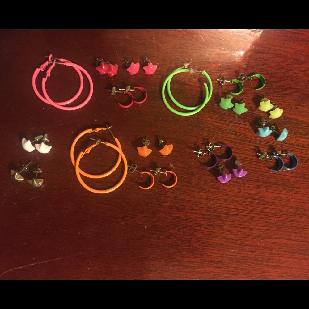 Set of rainbow earrings🧡💛💚💙💜💗🖤